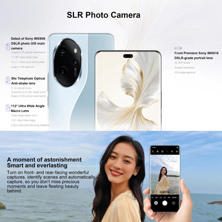 Honor 100 Pro, Screen Fingerprint Identification, 6.78 inch MagicOS 7.2 Snapdragon 8 Gen 2 Octa Core up to 3.19GHz, Network: 5G, NFC, OTG, Support Google Play