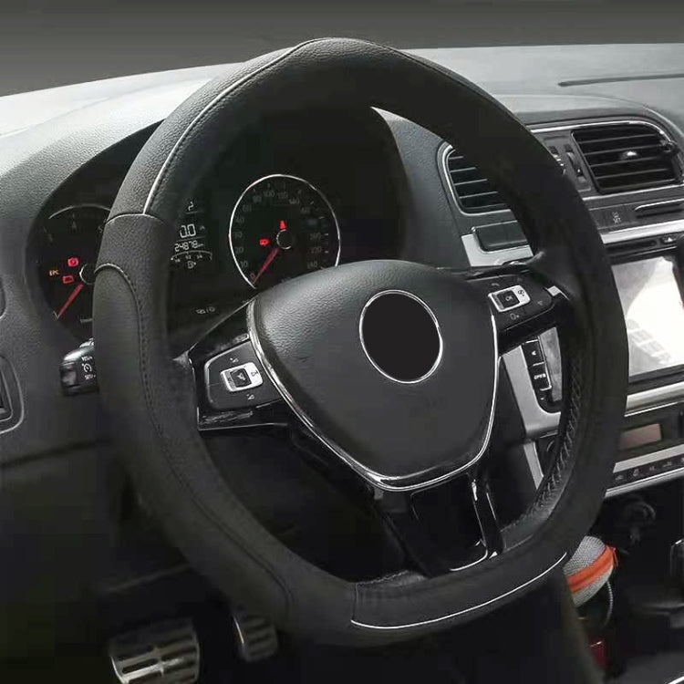 Car Universal Anti-skid Steering Wheel Cover, Diameter: 38cm, D Style — Black Red Line