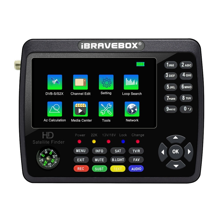 iBRAVEBOX V10 Finder Max 4.3 inch Display Digital Satellite Meter Signal Finder, Support DVB-S/S2/S2X — EU Plug