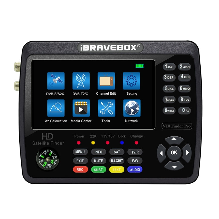 iBRAVEBOX V10 Finder Pro 4.3 inch Display Digital Satellite Meter Signal Finder, Support DVB-S/S2/S2X/T/T2/C — UK Plug
