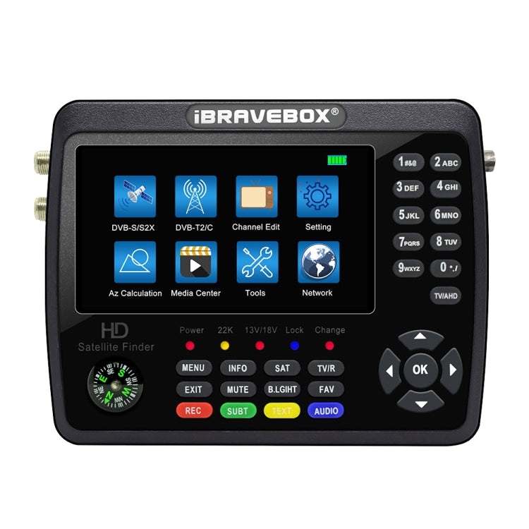 iBRAVEBOX V10 Finder Pro+ 4.3 inch Display Digital Satellite Meter Signal Finder, Support DVB-S/S2/S2X/T/T2/C AHD — US Plug