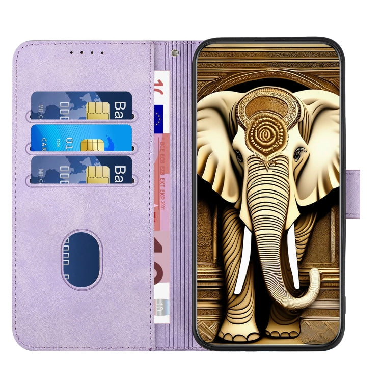 YX0060 Elephant Head Embossed Phone Leather Case with Lanyard — For iPhone 13 Pro Max