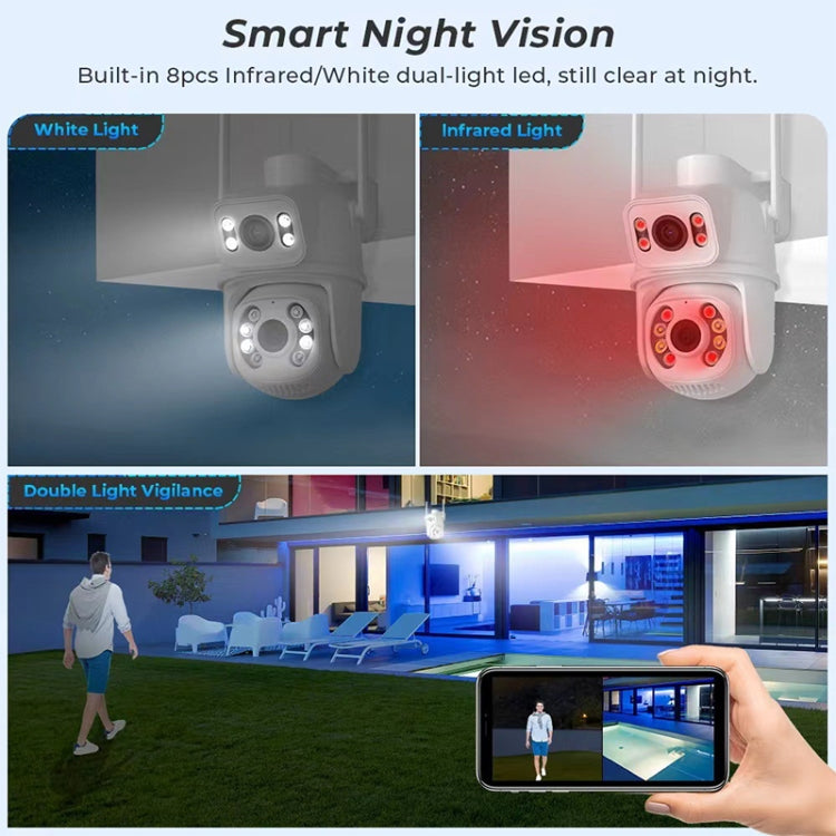 QX95 6MP WiFi Dual Camera Supports Two-way Voice Intercom & AI Recognition