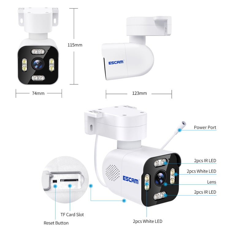 ESCAM PT303 3MP HD Motion Detection APP Control Pan & Tilt WiFi IP Camera