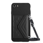Rhombic Texture Card Bag RFID Phone Case with Long Lanyard — view 47