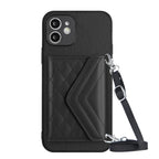 Rhombic Texture Card Bag RFID Phone Case with Long Lanyard — view 47