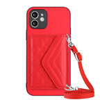 Rhombic Texture Card Bag RFID Phone Case with Long Lanyard — view 48