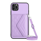 Rhombic Texture Card Bag RFID Phone Case with Long Lanyard — view 51