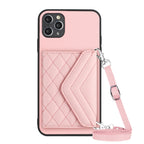 Rhombic Texture Card Bag RFID Phone Case with Long Lanyard — view 52