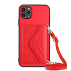 Rhombic Texture Card Bag RFID Phone Case with Long Lanyard — view 42