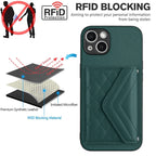 Rhombic Texture Card Bag RFID Phone Case with Long Lanyard — For iPhone 12 Pro