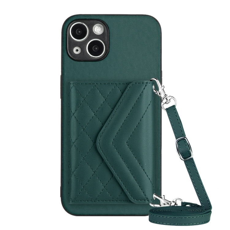 Rhombic Texture Card Bag RFID Phone Case with Long Lanyard