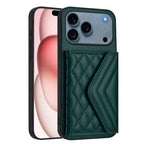Rhombic Texture Card Bag RFID Phone Case with Long Lanyard