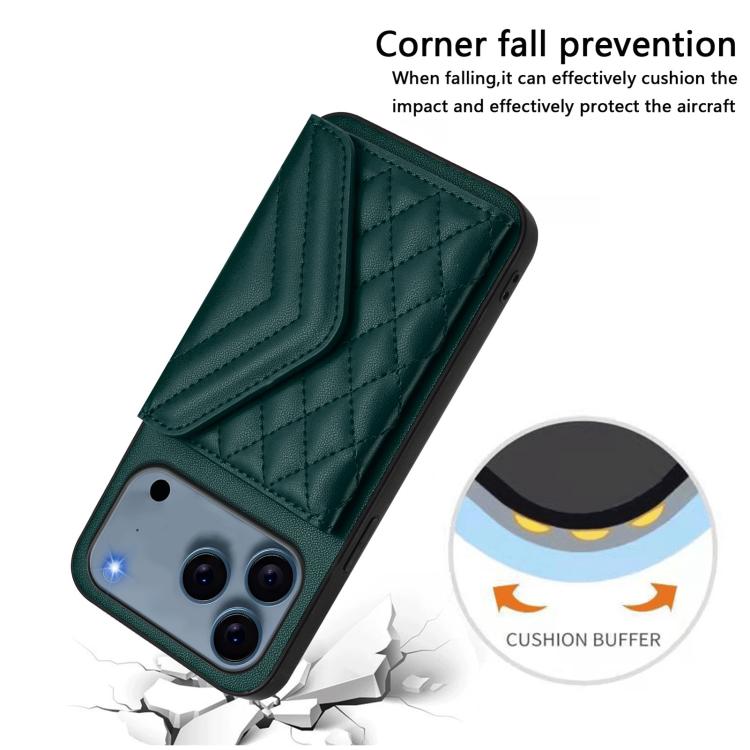 Rhombic Texture Card Bag RFID Phone Case with Long Lanyard