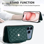 Rhombic Texture Card Bag RFID Phone Case with Long Lanyard