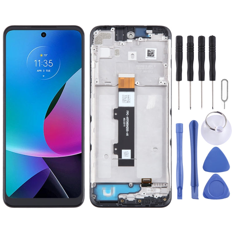 OEM LCD Screen Digitizer Full Assembly with Frame — For Motorola Moto E32