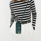 Organ Card Bag Ring Holder Phone Case with Long Lanyard — For iPhone 14 Pro