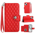 Rhombic Texture Flip Leather Phone Case with Lanyard