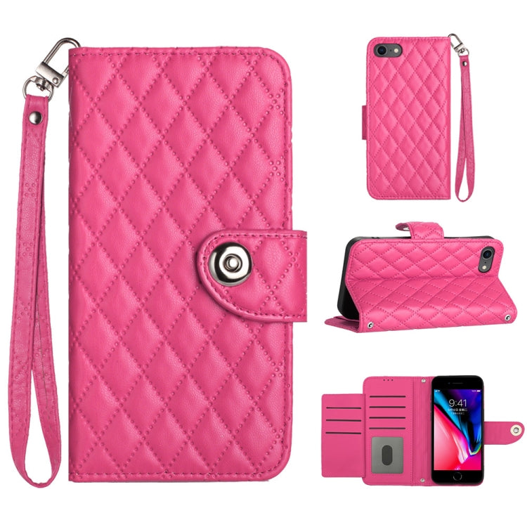 Rhombic Texture Flip Leather Phone Case with Lanyard — view 50