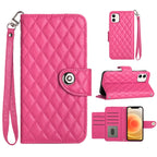 Rhombic Texture Flip Leather Phone Case with Lanyard