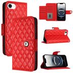 Rhombic Texture Flip Leather Phone Case with Lanyard