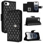 Rhombic Texture Flip Leather Phone Case with Lanyard