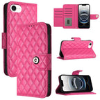 Rhombic Texture Flip Leather Phone Case with Lanyard