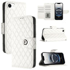 Rhombic Texture Flip Leather Phone Case with Lanyard