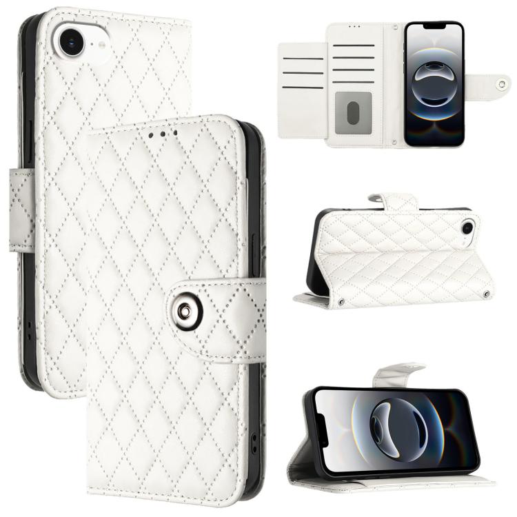 Rhombic Texture Flip Leather Phone Case with Lanyard