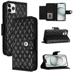 Rhombic Texture Flip Leather Phone Case with Lanyard