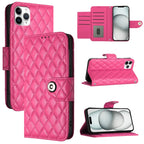 Rhombic Texture Flip Leather Phone Case with Lanyard