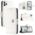 Rhombic Texture Flip Leather Phone Case with Lanyard