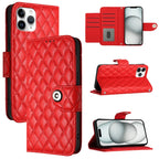 Rhombic Texture Flip Leather Phone Case with Lanyard