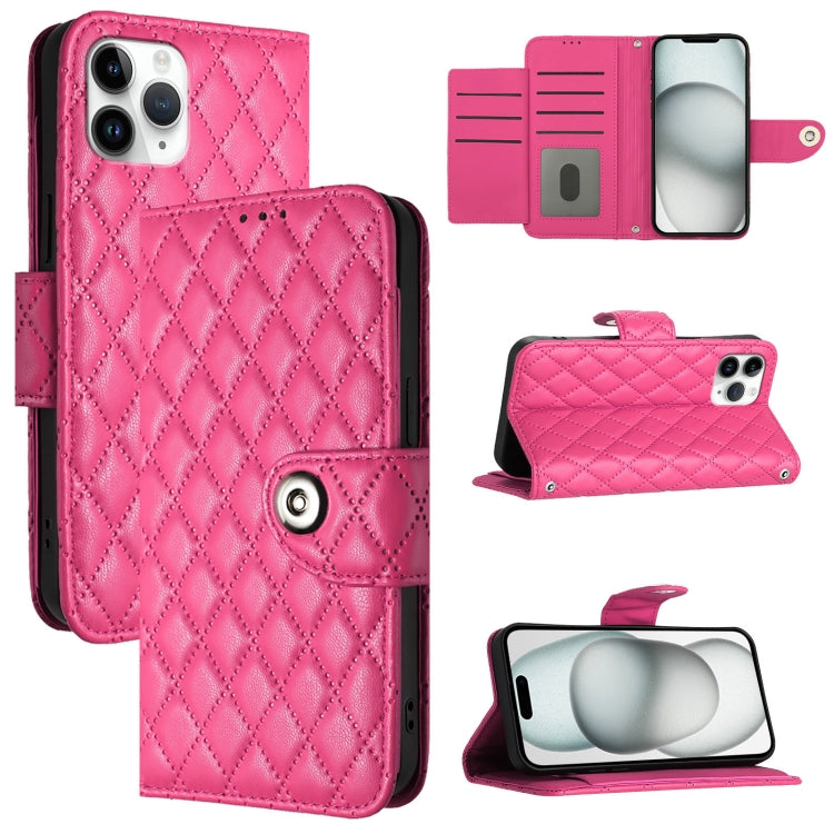 Rhombic Texture Flip Leather Phone Case with Lanyard