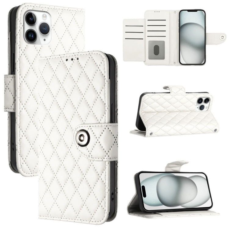 Rhombic Texture Flip Leather Phone Case with Lanyard