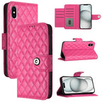 Rhombic Texture Flip Leather Phone Case with Lanyard
