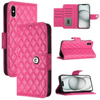 Rhombic Texture Flip Leather Phone Case with Lanyard