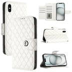 Rhombic Texture Flip Leather Phone Case with Lanyard
