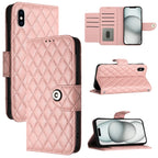 Rhombic Texture Flip Leather Phone Case with Lanyard