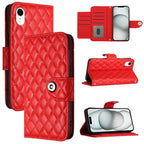 Rhombic Texture Flip Leather Phone Case with Lanyard