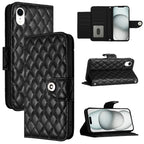 Rhombic Texture Flip Leather Phone Case with Lanyard