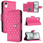 Rhombic Texture Flip Leather Phone Case with Lanyard