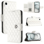 Rhombic Texture Flip Leather Phone Case with Lanyard
