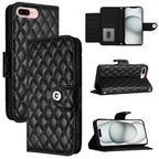 Rhombic Texture Flip Leather Phone Case with Lanyard