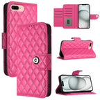 Rhombic Texture Flip Leather Phone Case with Lanyard