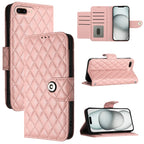 Rhombic Texture Flip Leather Phone Case with Lanyard