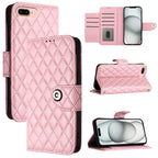 Rhombic Texture Flip Leather Phone Case with Lanyard