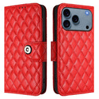 Rhombic Texture Flip Leather Phone Case with Lanyard
