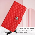 Rhombic Texture Flip Leather Phone Case with Lanyard