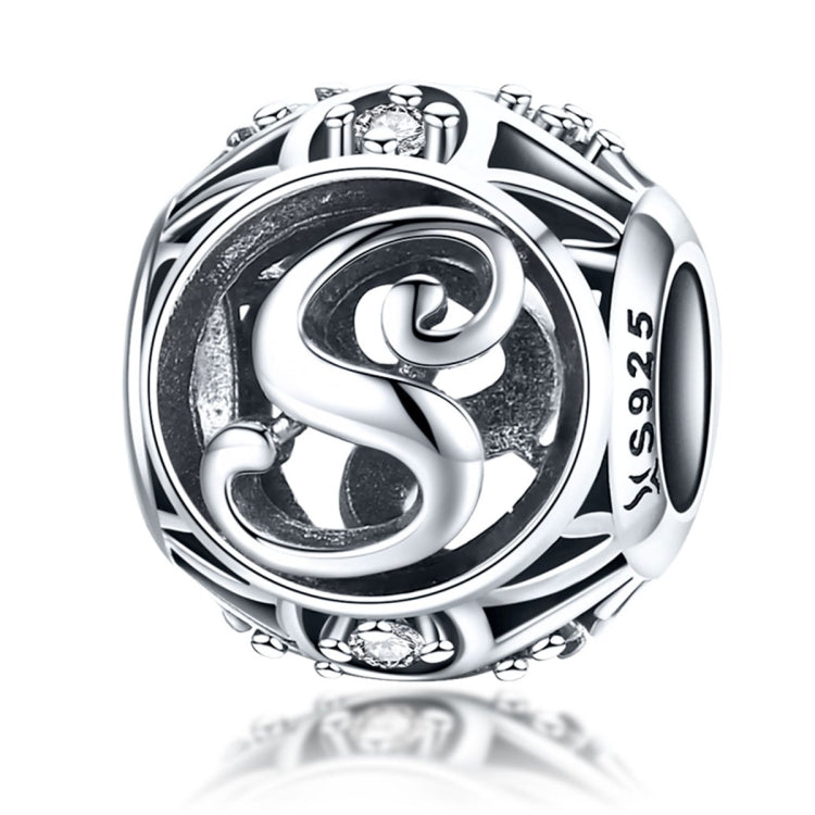 S925 Sterling Silver 26 English Letter Beads DIY Bracelet Necklace Accessories — W